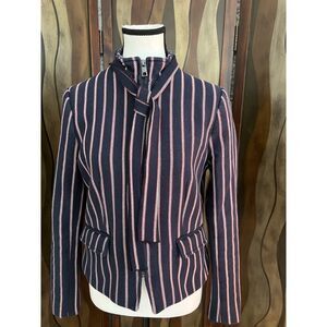 Banana Republic red, white and navy stripe jacket with bow tie. Size 6.